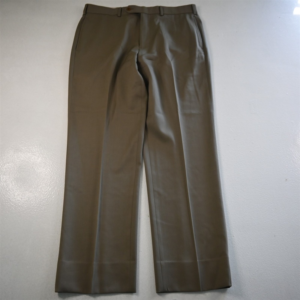 Brooks Brothers 33x30 Tan Brown 100% Wool Madison Flat Front Straight Mens Pants